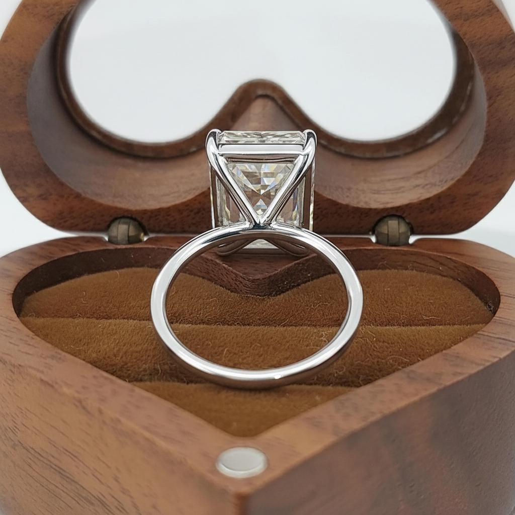 10 Karat IGI zertifizierter Radiant Labor-Diamant-Solitär-Verlobungsring Radiant cut Moissanite engagement ring in 935 Argentium Silber — custom handcrafted by Forever For Love