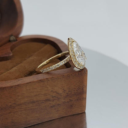 2.5 Ct IGI Certified Pear Lab Diamond Halo Engagement Ring
