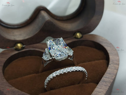 4.6 Ct Cushion Moissanite Three Stone Ring