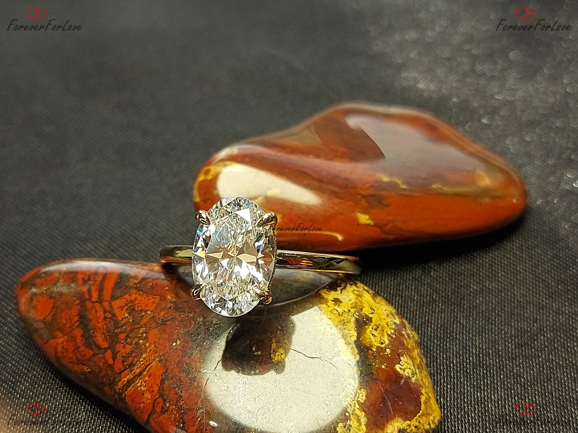 2.5 Ct Oval Diamond, Moissanite Hidden Halo Engagement Ring