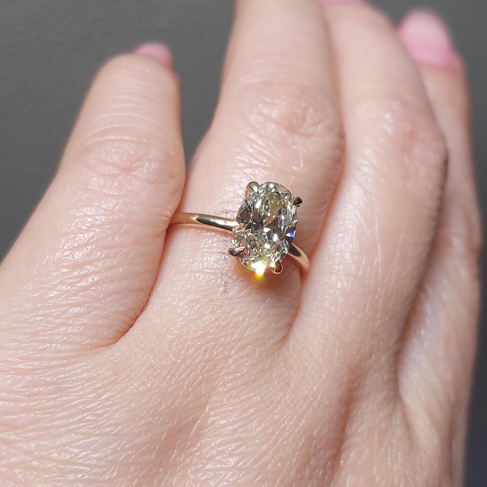 2 Ct IGI Certified Oval Lab Diamond Hidden Halo Engagement Ring