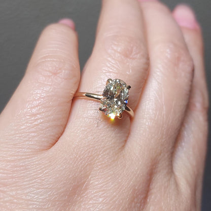 2 Ct IGI Certified Oval Lab Diamond Hidden Halo Engagement Ring