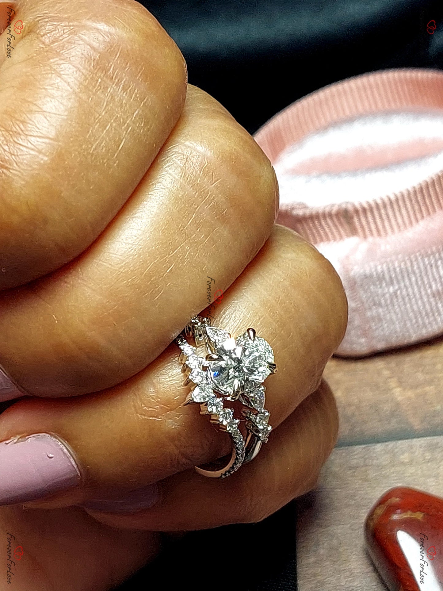 Oval Lab Diamond Vintage Hidden Pavé Engagement Ring Oval cut 1Ct Moissanite Brilliant Cut engagement ring in 935 Argentium Silver — custom handcrafted by Forever For Love