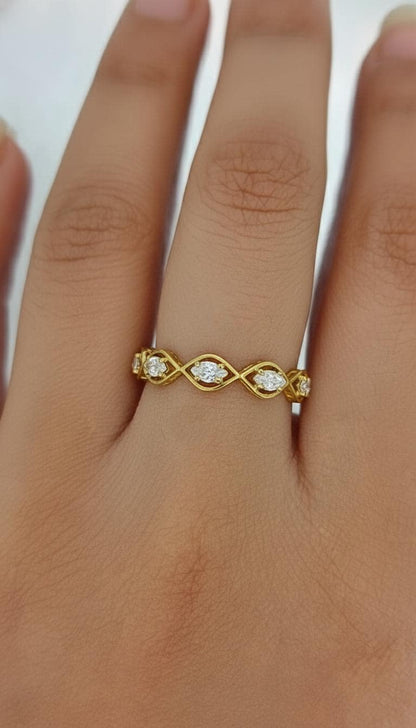 Marquise Full Eternity Band, Marquise Cut Lab Grown Diamond Band, Wedding Band, Stackable Band, Minimalist Band