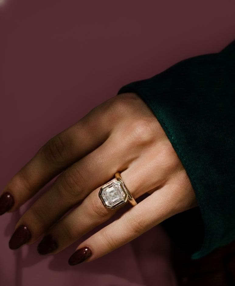 6 Ct IGI Certified Asscher Lab Diamond Ring