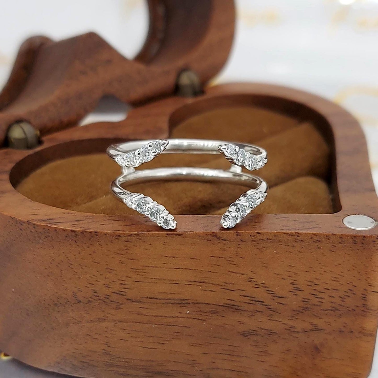 Round Lab Diamond Open Gap Guard Band Round cut 1Ct Moissanite Brilliant Cut engagement ring in 935 Argentium Silver — custom handcrafted by Forever For Love