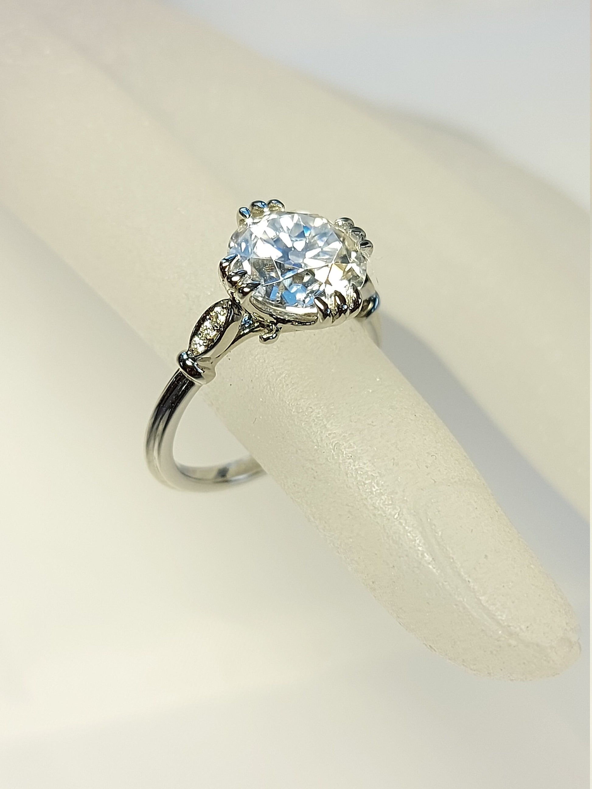2.5 Ct Old Mine Moissanite Solitaire Engagement Ring