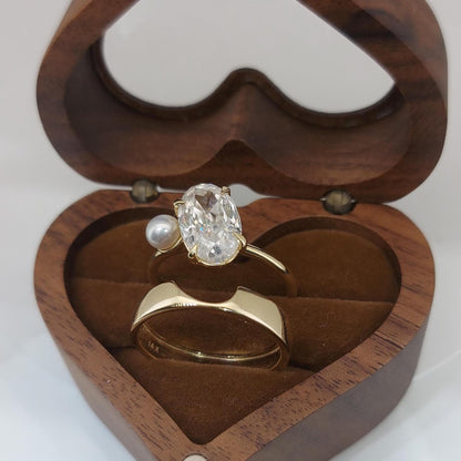 4 Ct Oval Moissanite, Pearl Engagement Ring
