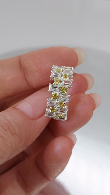 Baguette Lab Diamond Half Eternity Band