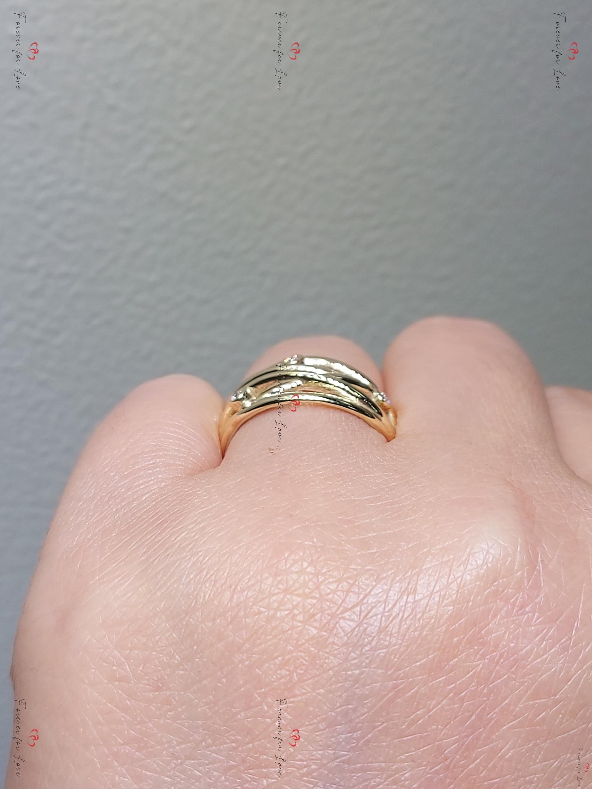 Vintage Natural Round Diamond Wedding Band in Solid Gold/ Platinum Ring, Wedding Anniversary Ring, Promise Ring, Vine leaf Ring.