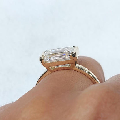 3 Ct Emerald Moissanite, Emerald Engagement Ring