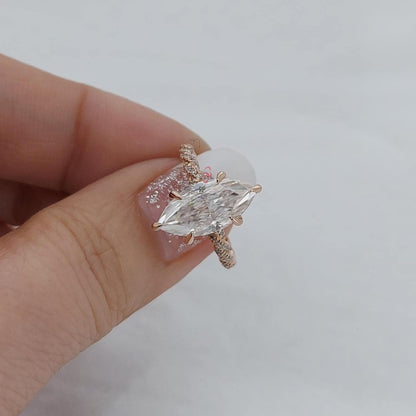2 Ct Marquise Diamond, Moissanite Engagement Ring