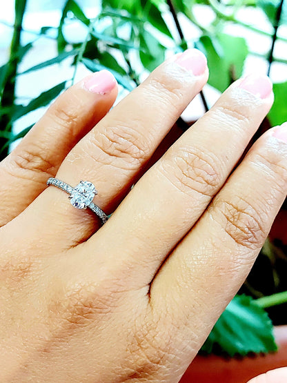 GIA Certified Oval Natural Diamond Solitaire Engagement Ring