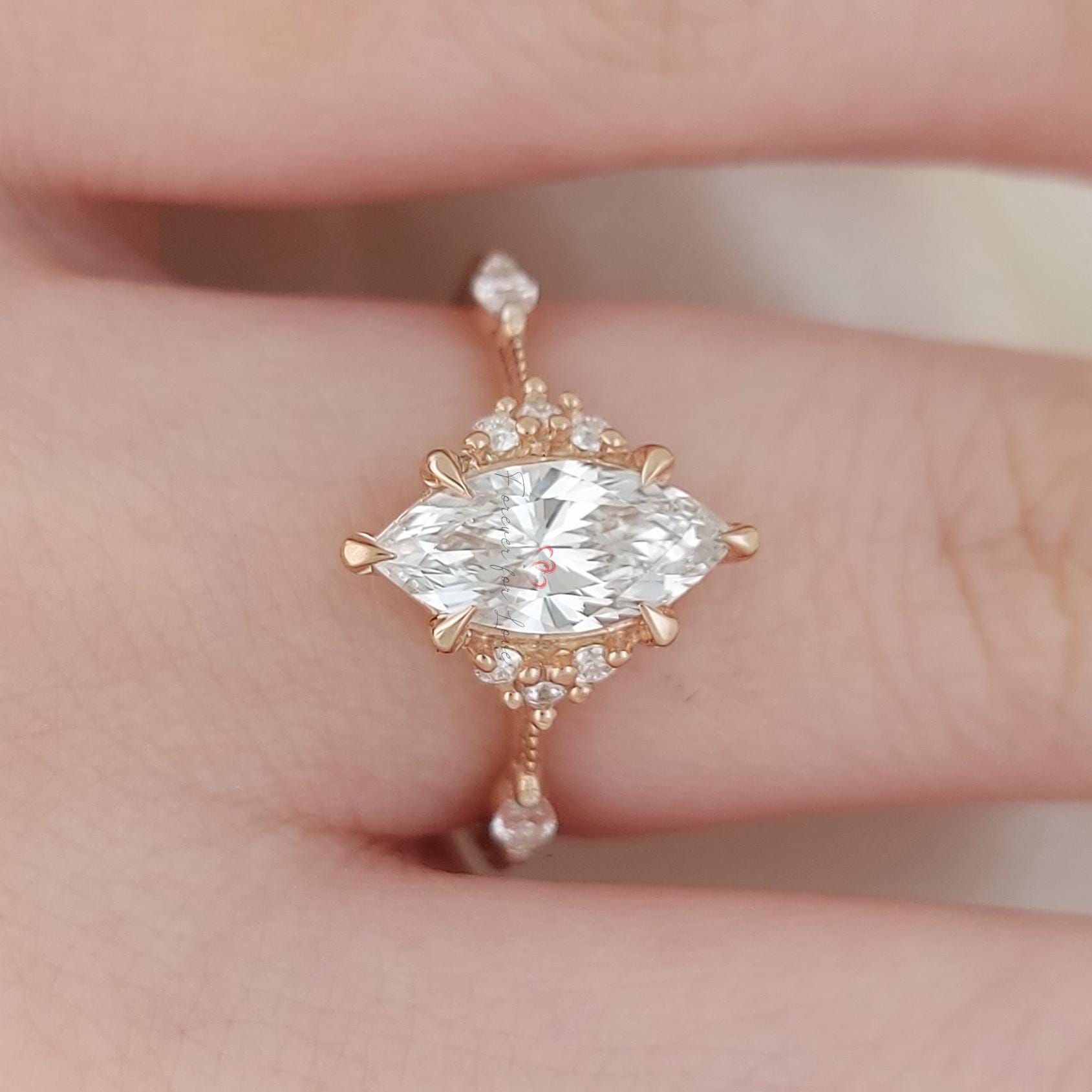 2.0 Ct Marquise Lab Diamond Engagement Ring