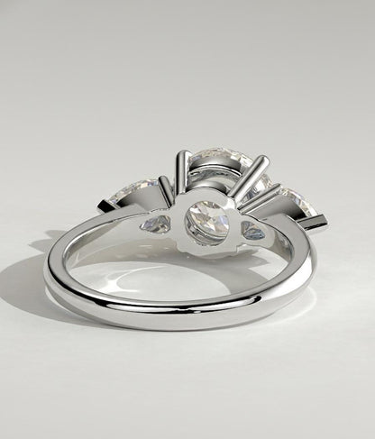 4.5 Ct Pear Lab Diamond Three Stone Engagement Ring