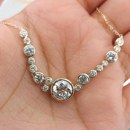 14K Massives Gold Rundhalskette für die Hochzeit, Labordiamant Rundhalskette, Einzigartiges Design, Kabelkettenhalskette, Perfektes Jubiläumsgeschenk.