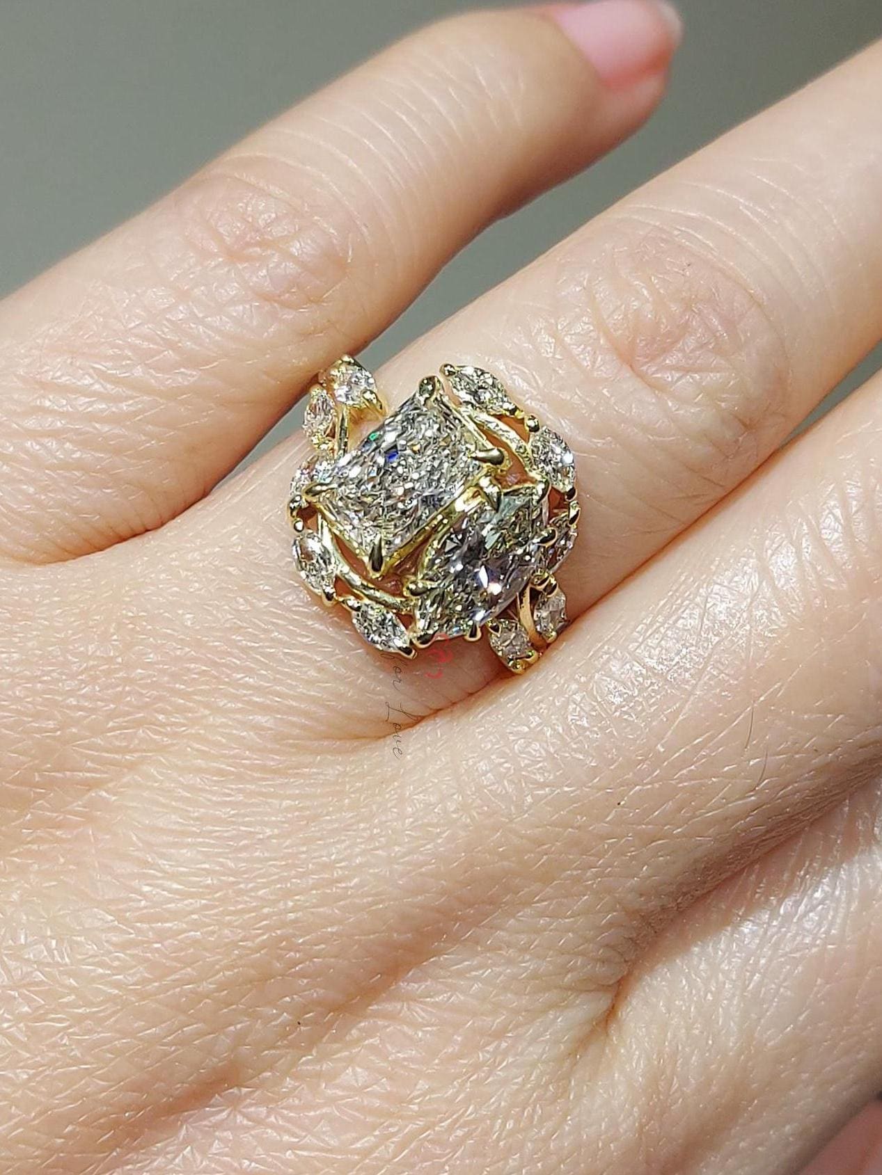 3 Ct Radiant Lab Diamond Engagement Ring Radiant cut 1Ct Moissanite Brilliant Cut engagement ring in 935 Argentium Silver — custom handcrafted by Forever For Love