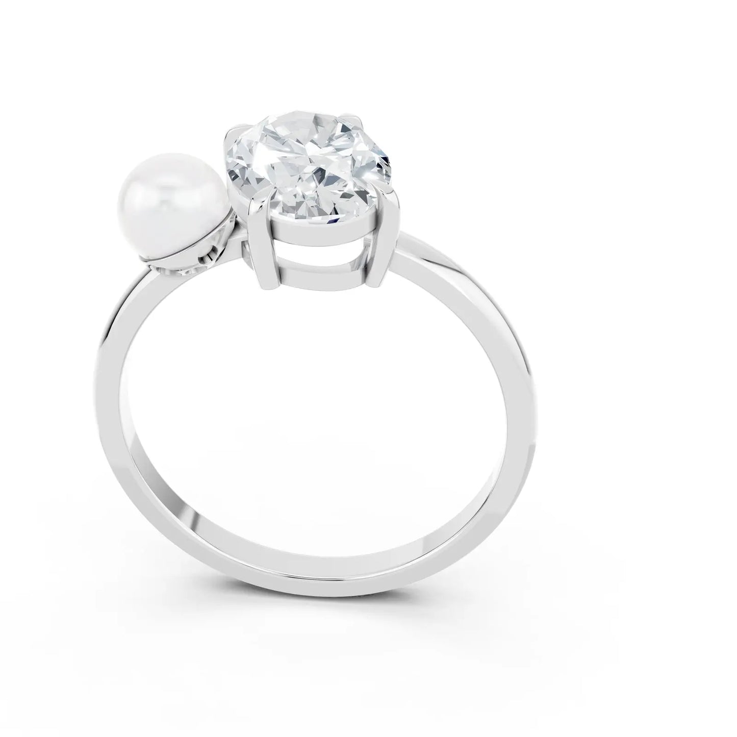 Oval Diamond and Pearl Ring – Vintage Elegance Forever For Love