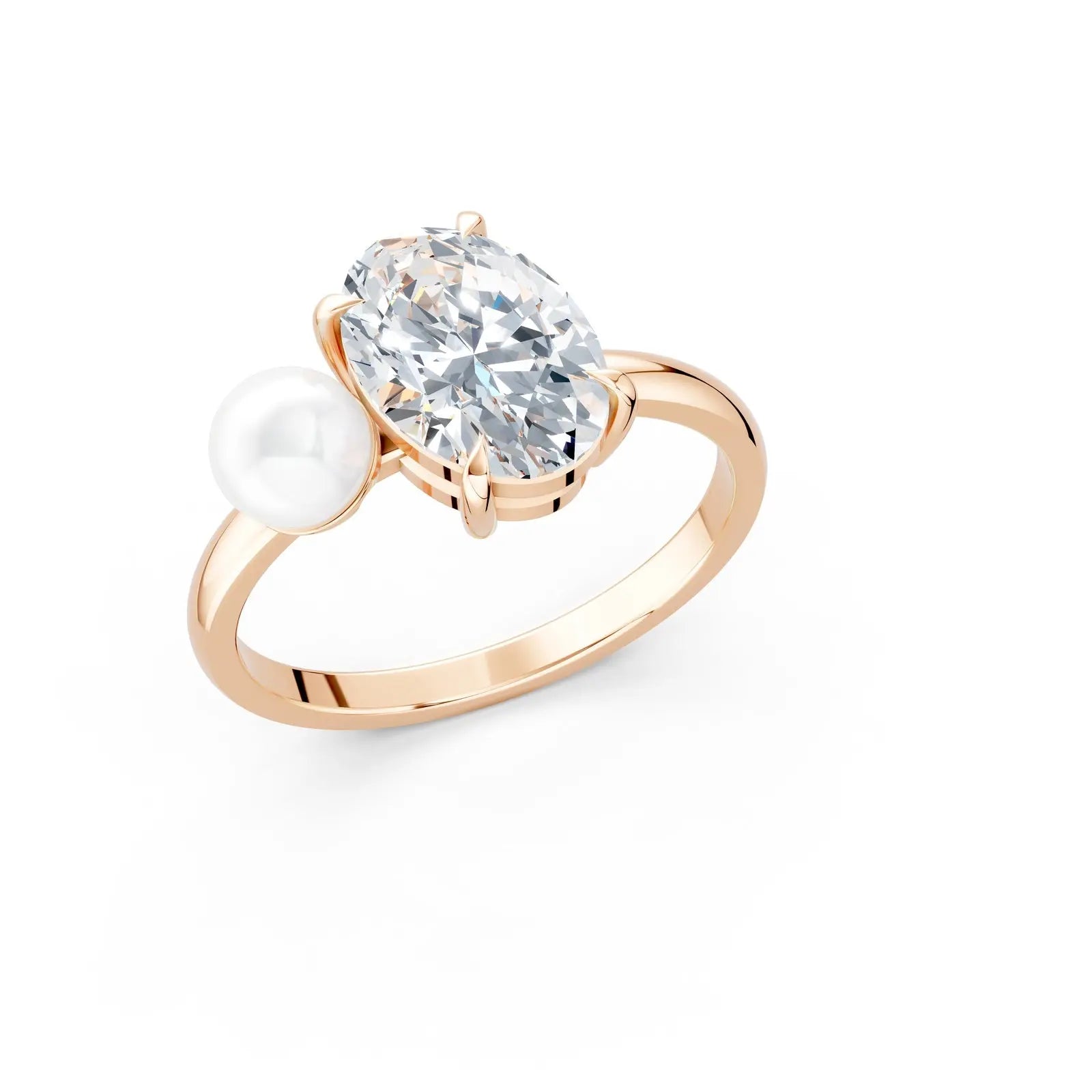 Oval Diamond and Pearl Ring – Vintage Elegance Forever For Love