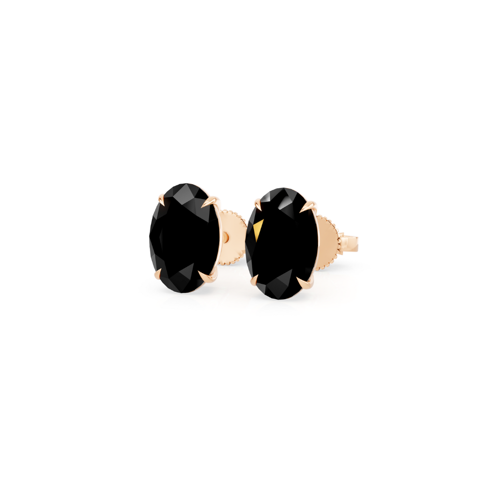 Oval Cut Color Diamond Stud Earrings 1 Ct engagement ring in 10K Solid Gold — custom handcrafted by Forever For Love