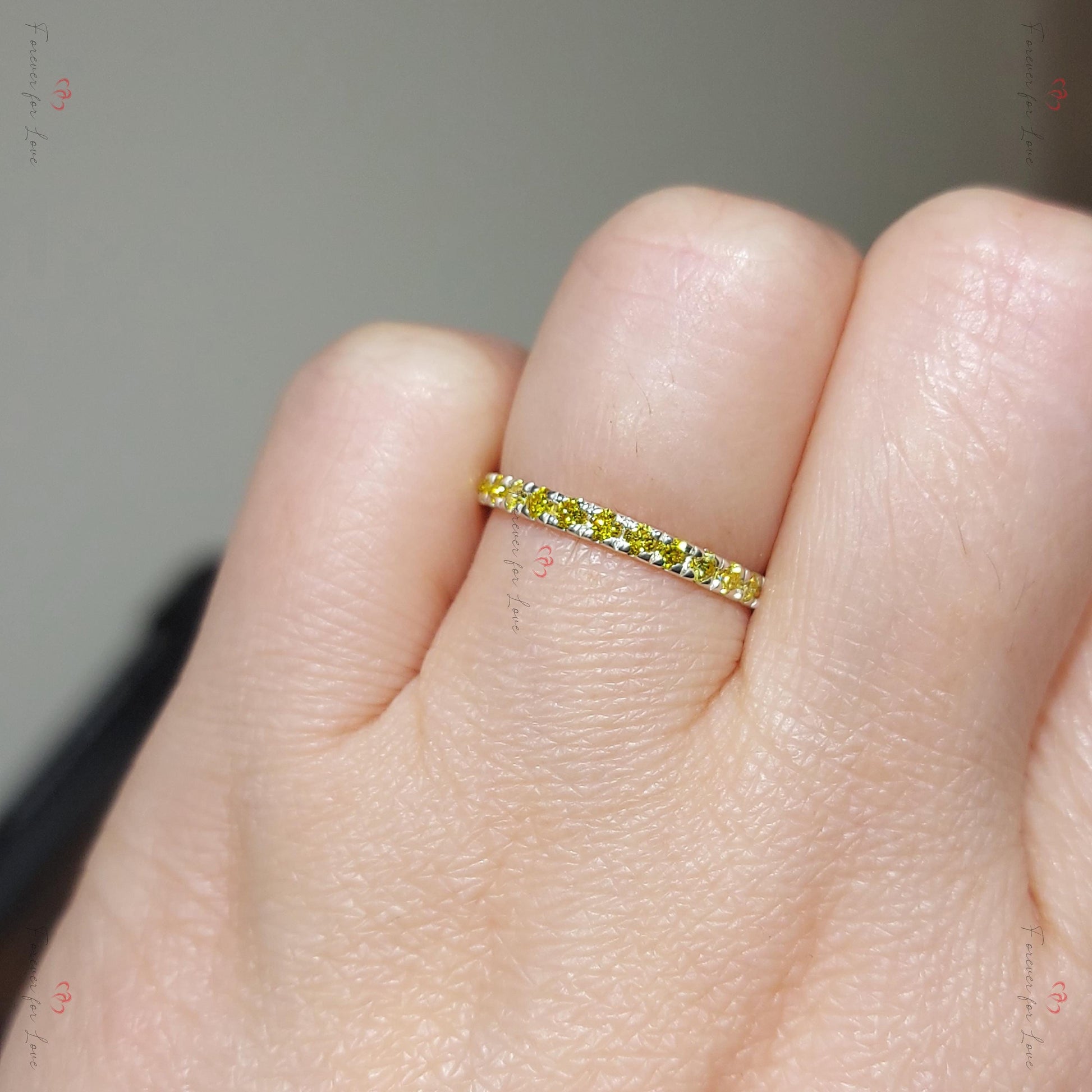 Round Yellow Diamond Half Eternity Band