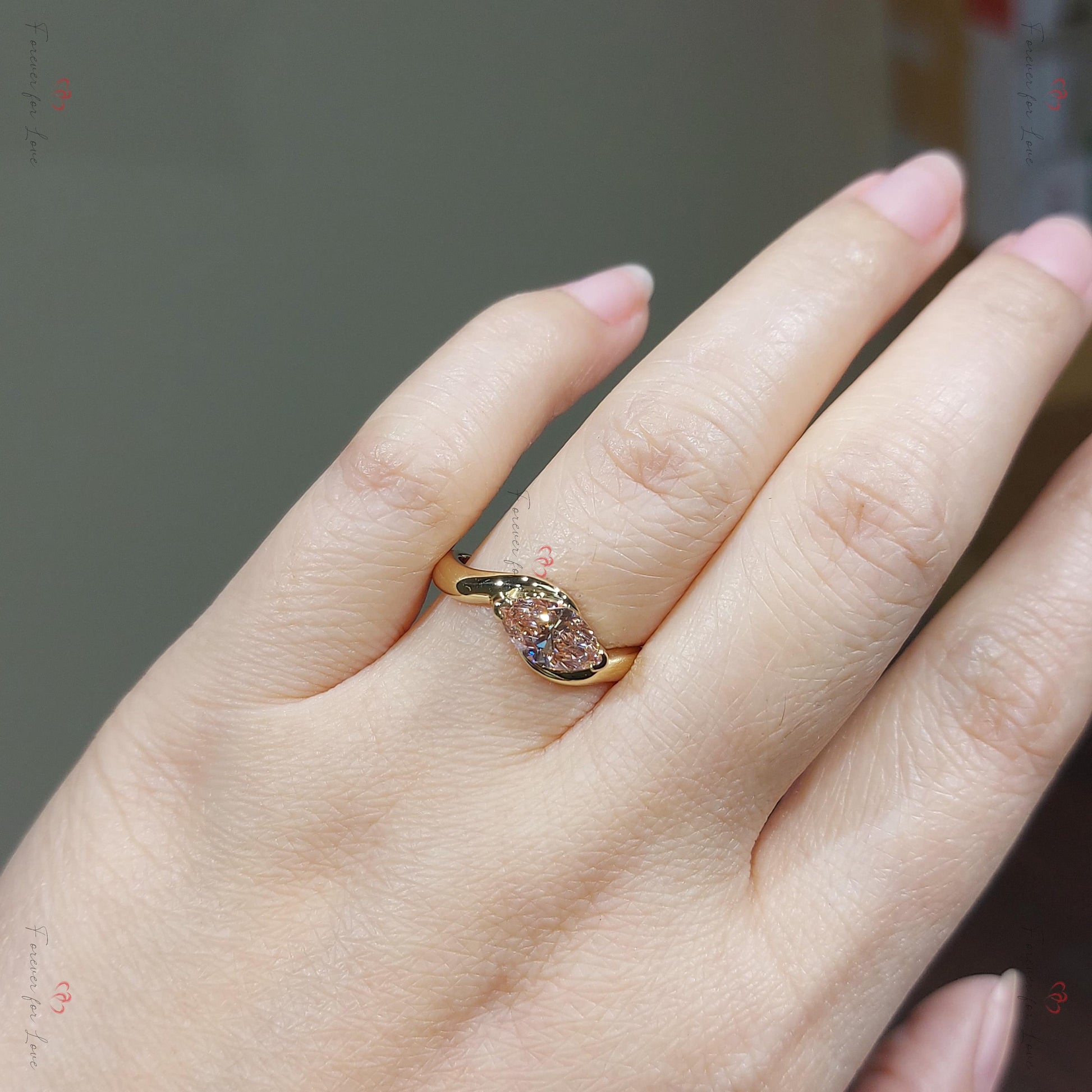 1.5 Ct Marquise Pink Lab Diamond Engagement Ring