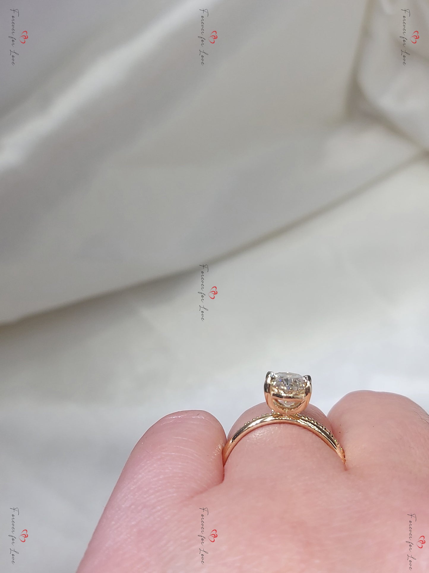 2 Ct Oval Lab Diamond Eternity Band Oval cut Moissanite Brilliant Cut engagement ring in 935 Argentium Silver — custom handcrafted by Forever For Love