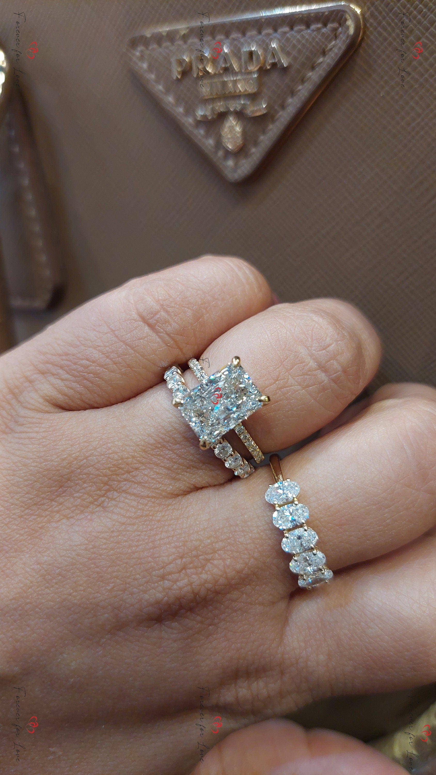 4 Ct IGI Certified Radiant Lab Diamond Halo Engagement Ring