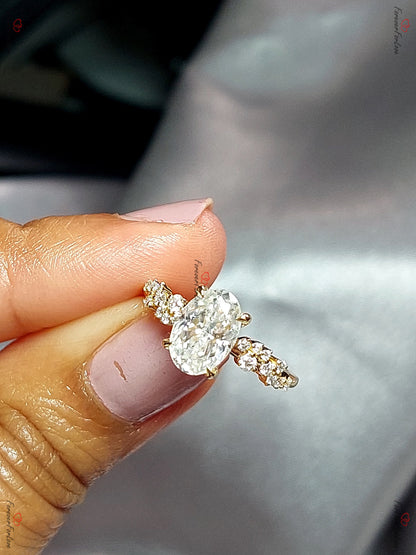 1.5 Ct Oval Diamond, Moissanite Engagement Ring
