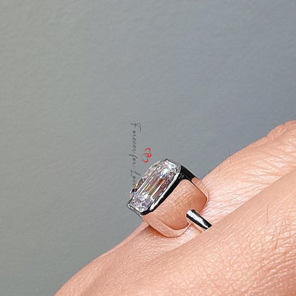 Emerald Moissanite Engagement Ring