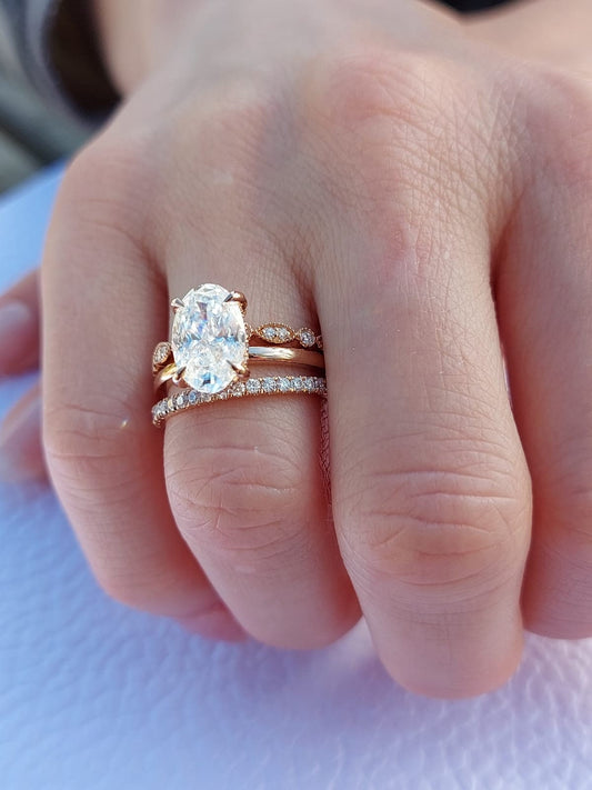 3 Ct Oval Moissanite Eternity Band