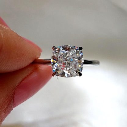 2.2 Ct Cushion Moissanite Hidden Halo Engagement Ring
