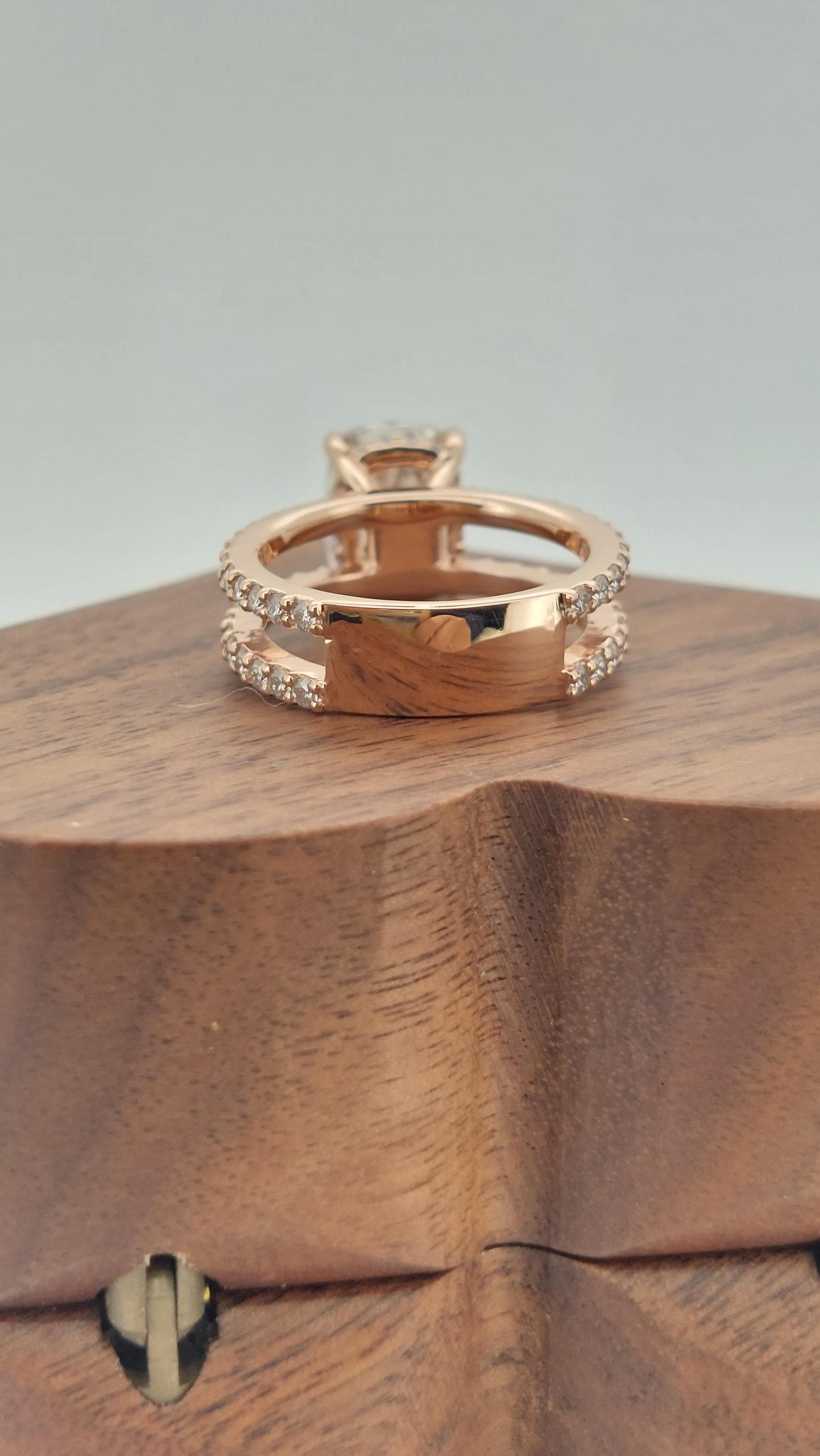 Cushion Moissanite Hidden Halo Engagement Ring