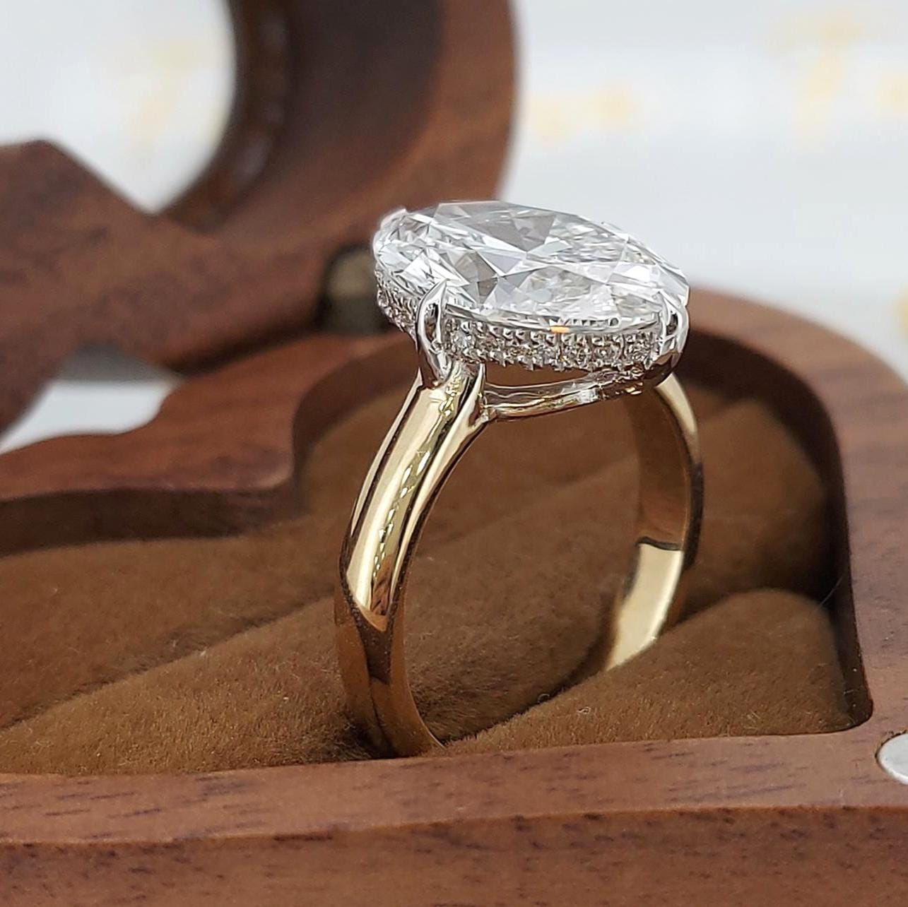 4.1 Ct IGI Certified Oval Lab Diamond Hidden Halo Engagement Ring