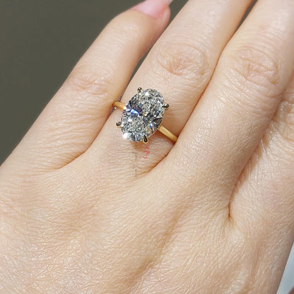 3.5 Ct Oval Lab Diamond Solitaire Engagement Ring