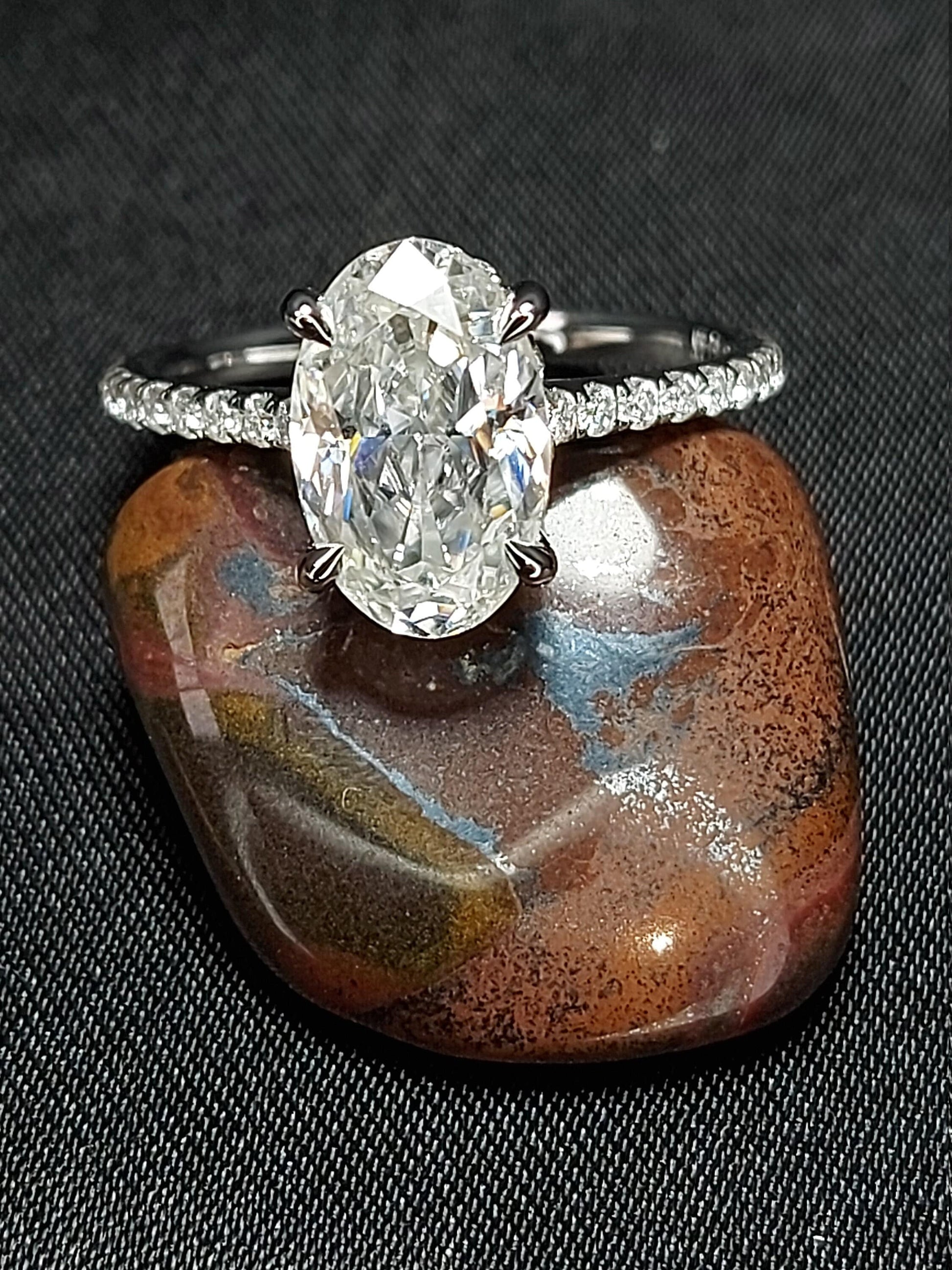 Oval Moissanite Hidden Halo Engagement Ring