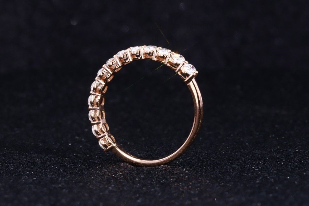 Oval Moissanite Half Eternity Band