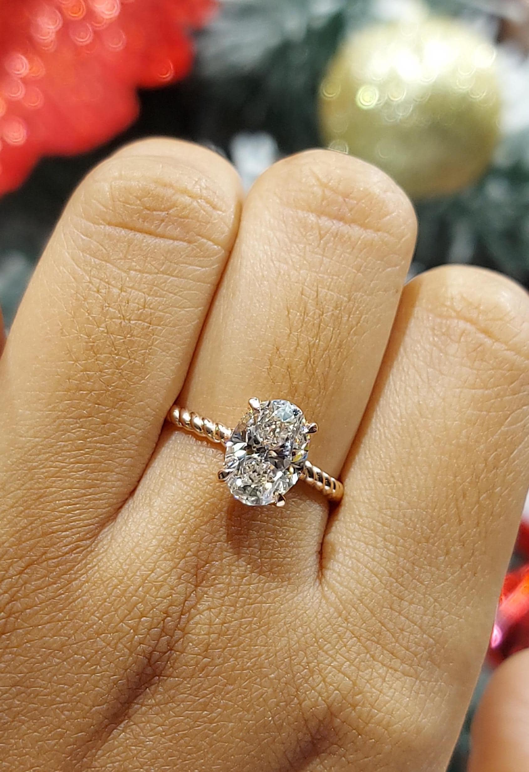 2.01 Ct IGI Certified Oval Lab Diamond Hidden Halo Engagement Ring