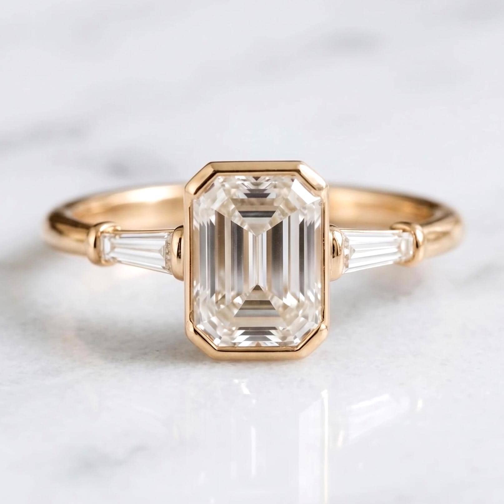 3.2 Ct IGI Certified Emerald Lab Diamond Engagement Ring