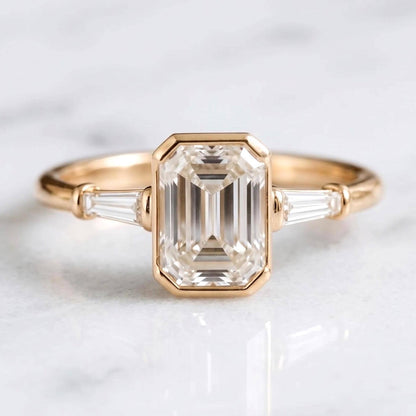 3.2 Ct IGI Certified Emerald Lab Diamond Engagement Ring