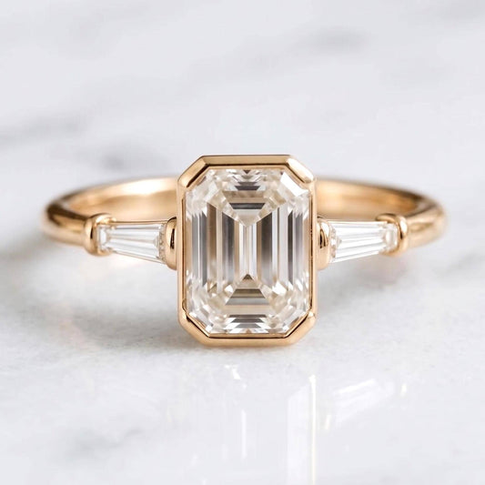 3.2 Ct IGI Certified Emerald Lab Diamond Engagement Ring