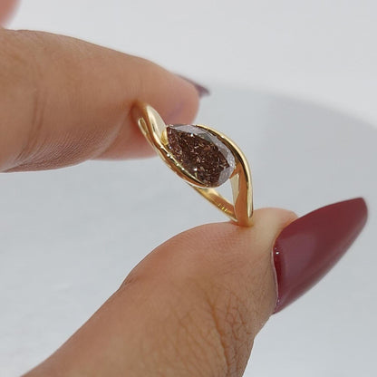IGI Certified Pear Lab Diamond Engagement Ring