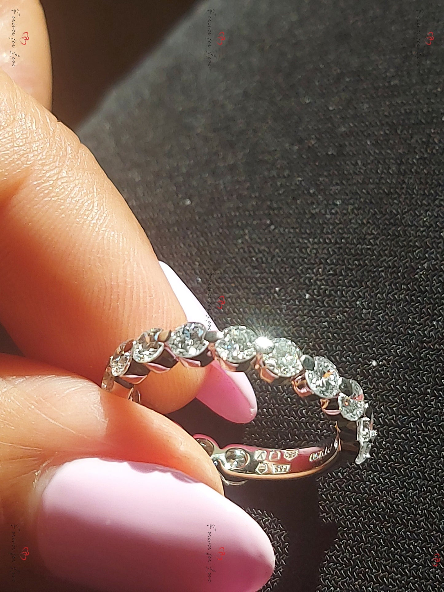 Round Lab Grown Diamond Wedding Band, 3 MM Round Lab Created Band, Matching Band, Floating Bubble Band, Solid Gold Unique Ring Enhancer. Round cut Moissanite Brilliant Cut engagement ring in 935 Argentium Silver — custom handcrafted by Forever For Love