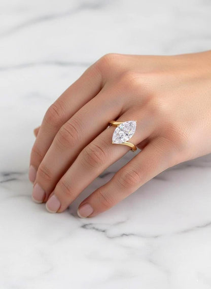 5 Ct IGI Certified Marquise Lab Diamond Solitaire Engagement Ring