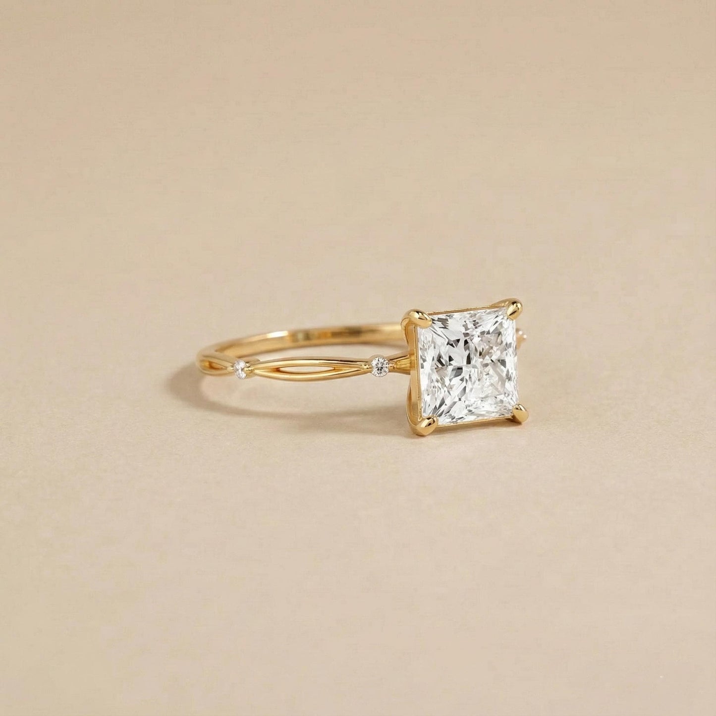 IGI Certified Princess Lab Diamond Engagement Ring Princess cut 1Ct Moissanite Brilliant Cut engagement ring in 935 Argentium Silver — custom handcrafted by Forever For Love