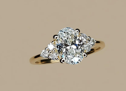 GIA Certified Oval Natural Diamond Three Stone Engagement Ring