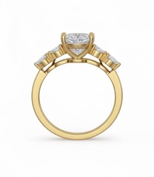 4 Ct IGI Certified Marquise Lab Diamond Band Marquise cut Moissanite Brilliant Cut engagement ring in 935 Argentium Silver — custom handcrafted by Forever For Love