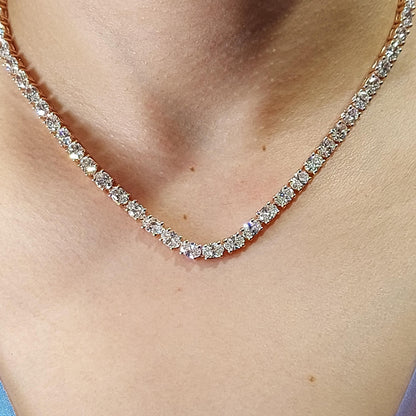 Collier tennis en diamants ovales, 18 pouces 32 carats, en or 14 carats, diamants de synthèse, magnifiques diamants blancs