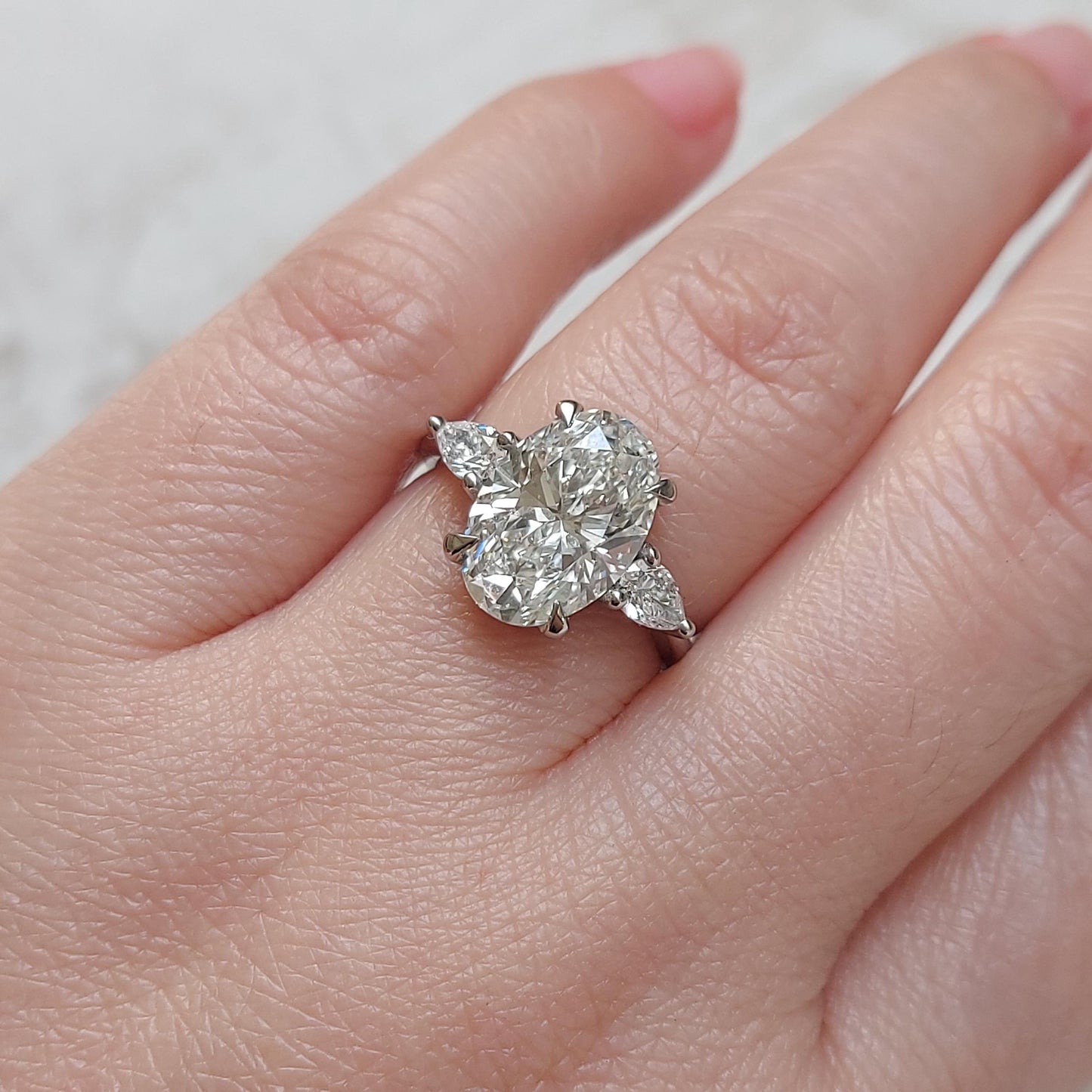 4 Ct IGI Certified Oval Lab Diamond Hidden Halo Ring Oval cut 1Ct Moissanite Brilliant Cut engagement ring in 935 Argentium Silver — custom handcrafted by Forever For Love