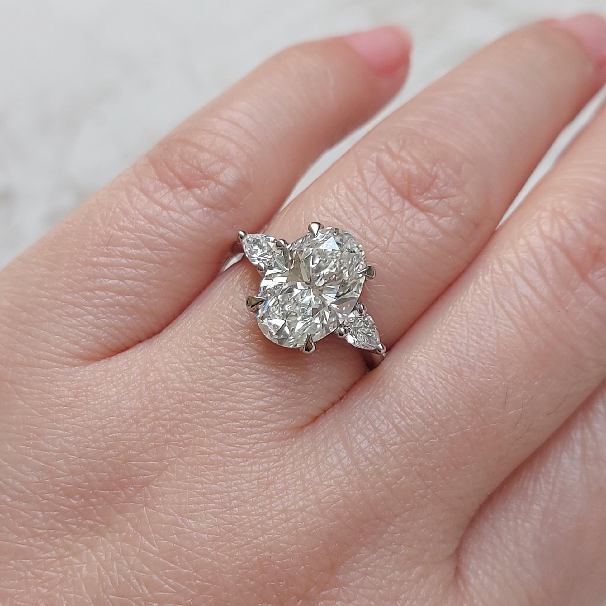 4 Ct IGI Certified Oval Lab Diamond Hidden Halo Engagement Ring